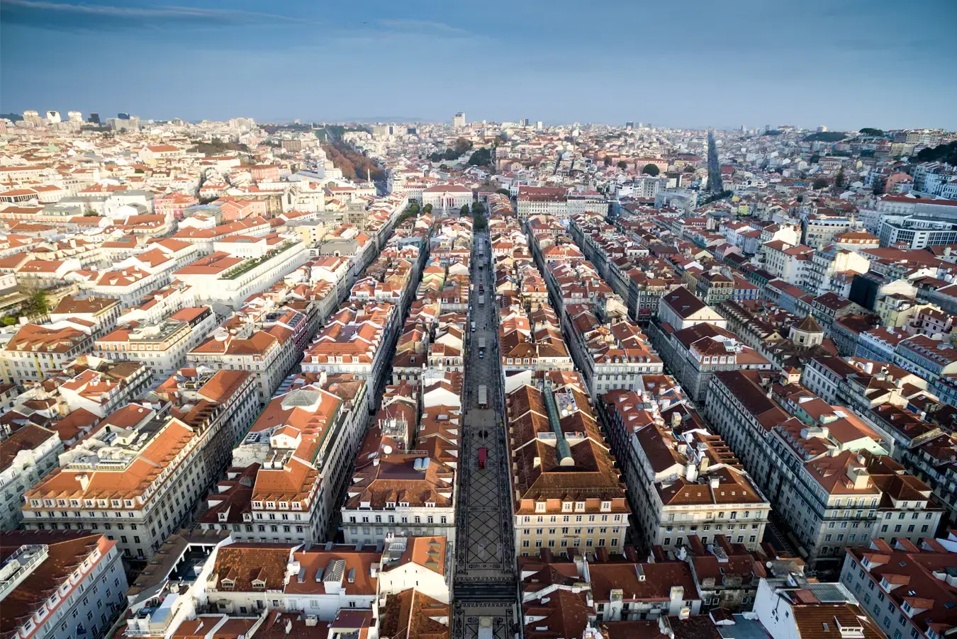 Aerial view of Augusta Street, Lisbon
